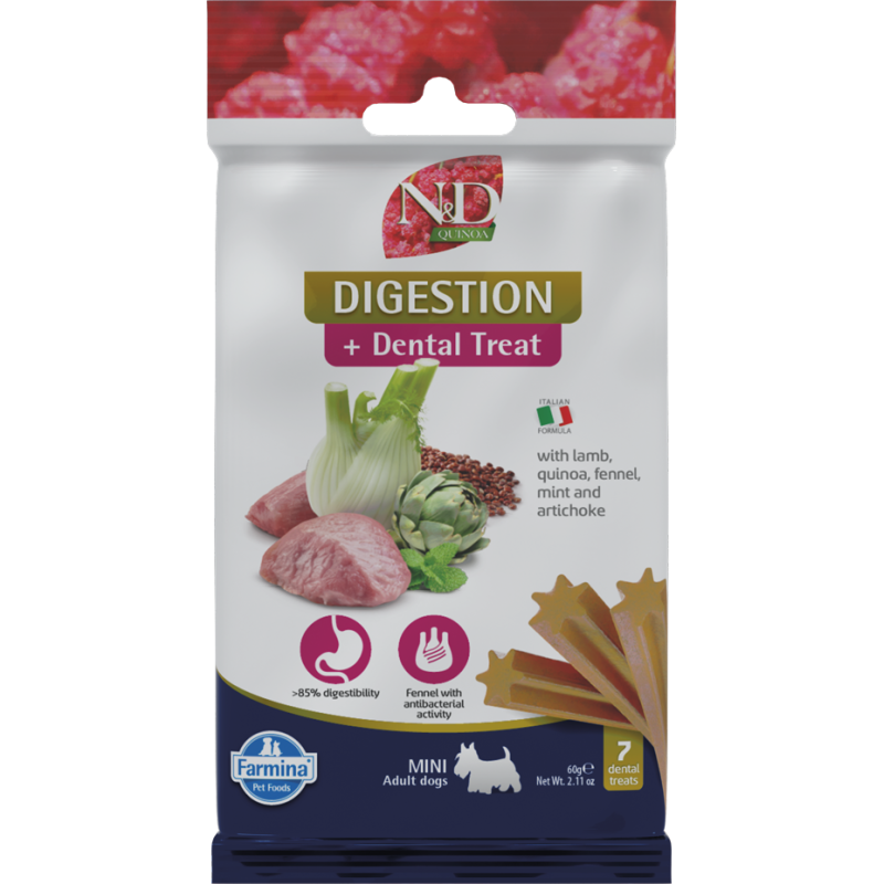 SNACKS N&D QUINOA SNACK DOG DIGESTION MINI 7 STICKS